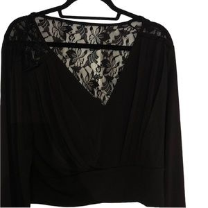 Venus size XL  black long sleeve  banded V-neck with Lace back